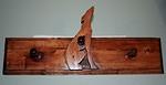 3 Leash Holder Greyhound Inset in Wooden Rack